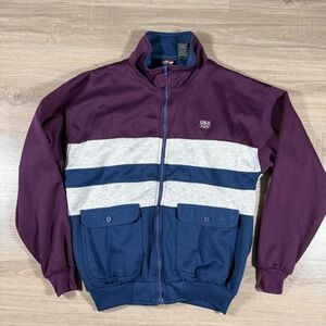 Vintage JC Penney USA Olympic Bomber Fleece Jacket Full Zip Color Block Pocket M